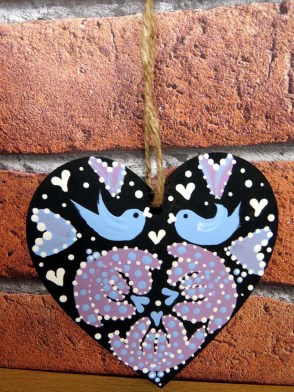 Hand-painted hanging heart